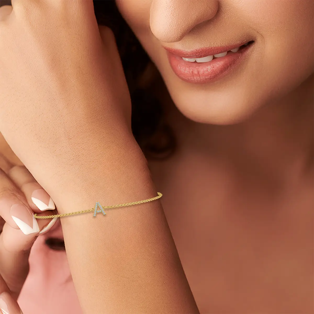 Diamond A Initial Fashion Bracelet