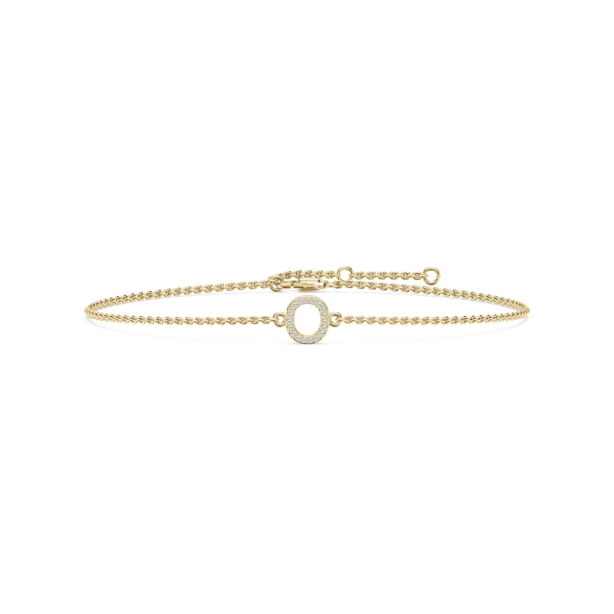 Diamond O Initial Fashion Bracelet