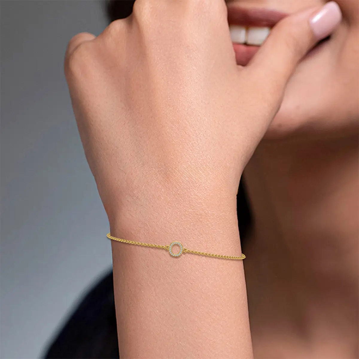 Diamond O Initial Fashion Bracelet