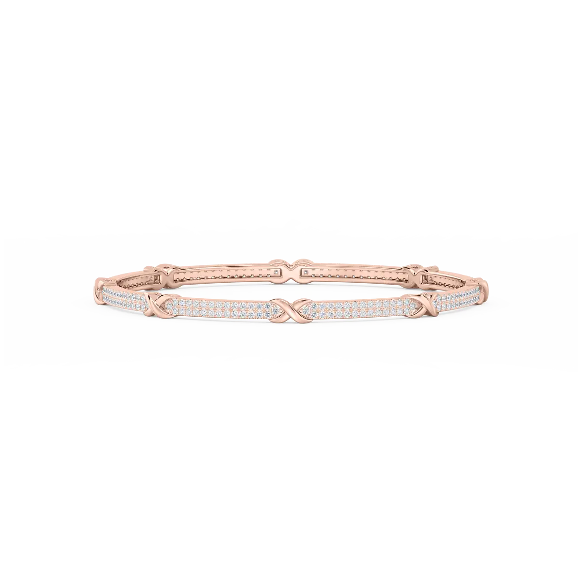 Double Row Lab Grown Diamond Round Cut Fancy Bangle