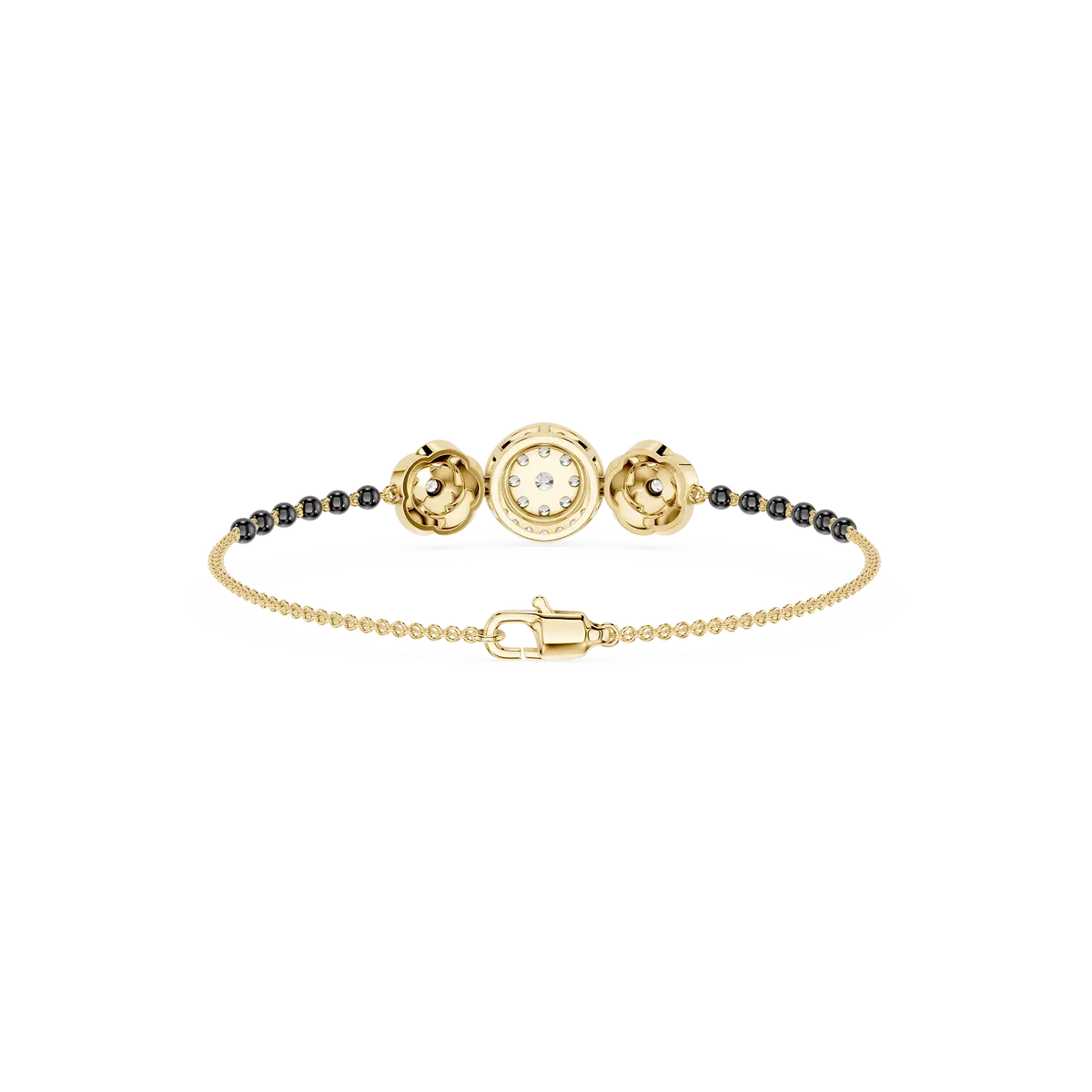 Floral Round Lab Diamond Hand Mangalsutra Bracelet