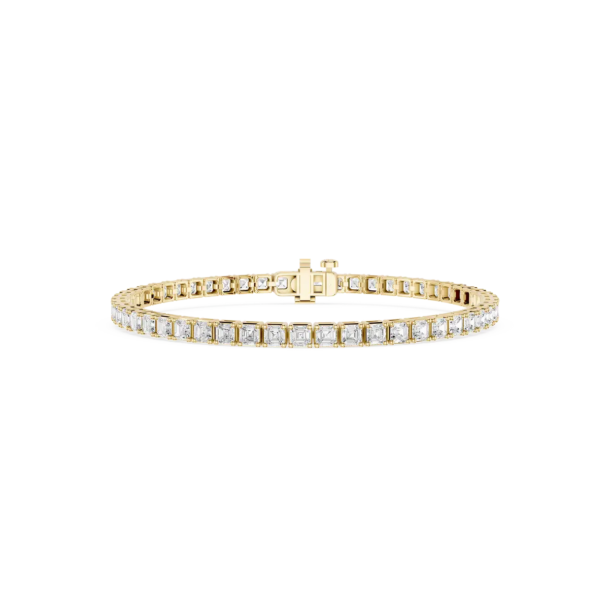 5 Carat Asscher Lab Grown Diamond Four Prong Tennis Bracelet