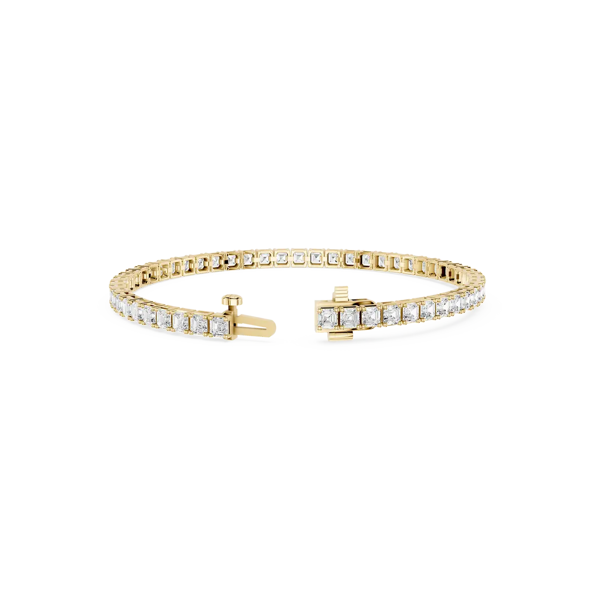 5 Carat Asscher Lab Grown Diamond Four Prong Tennis Bracelet
