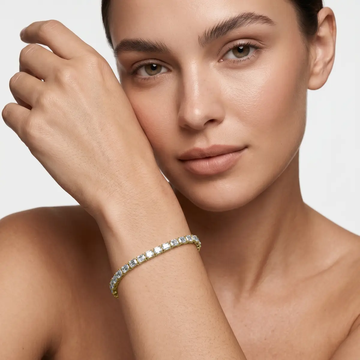 4 Carat Emerald Lab Grown Four-Prong Rectangular Cubic Zirconia Tennis Bracelate