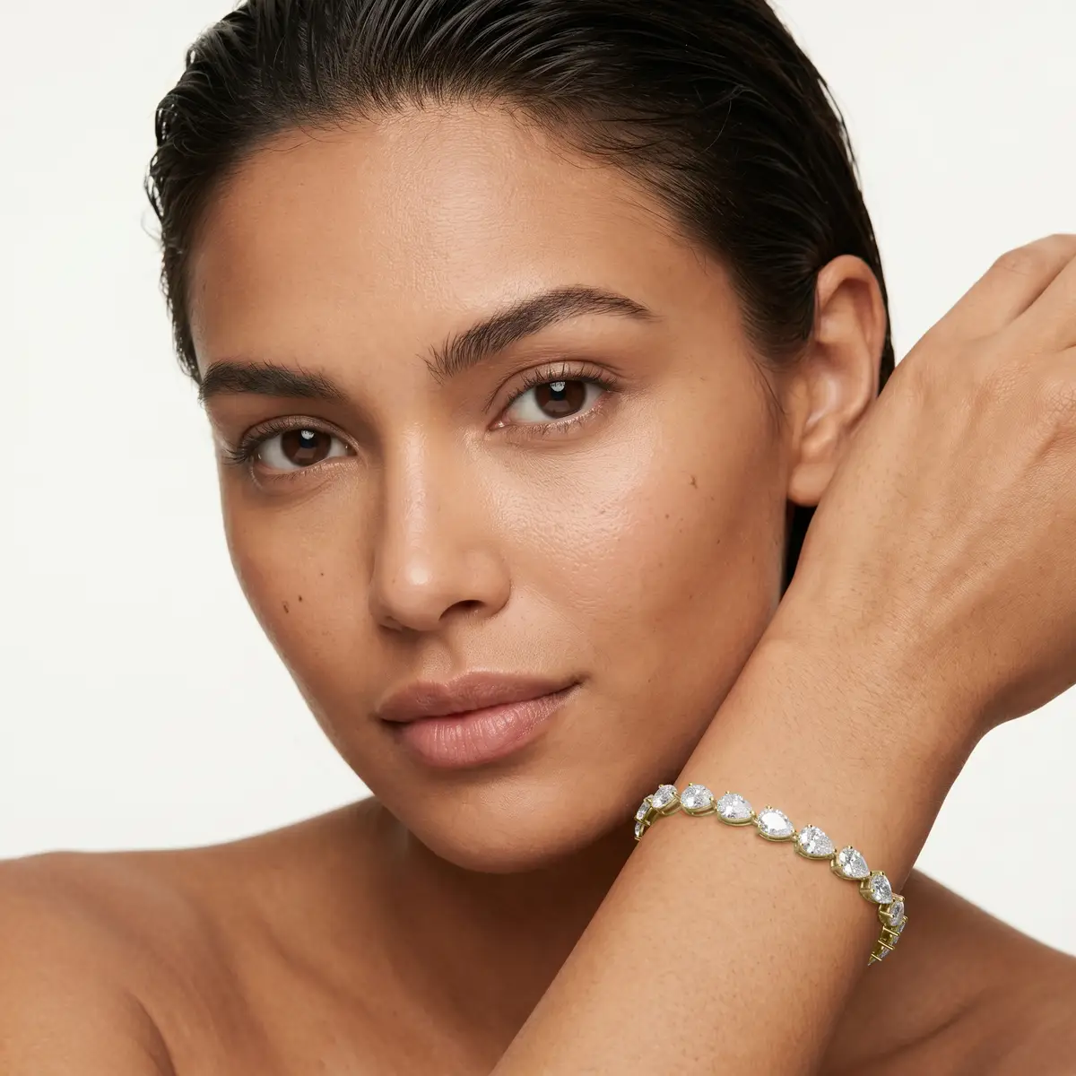 4 Carat Pear Lab Grown Four-Prong Cubic Zirconia Tennis Bracelate