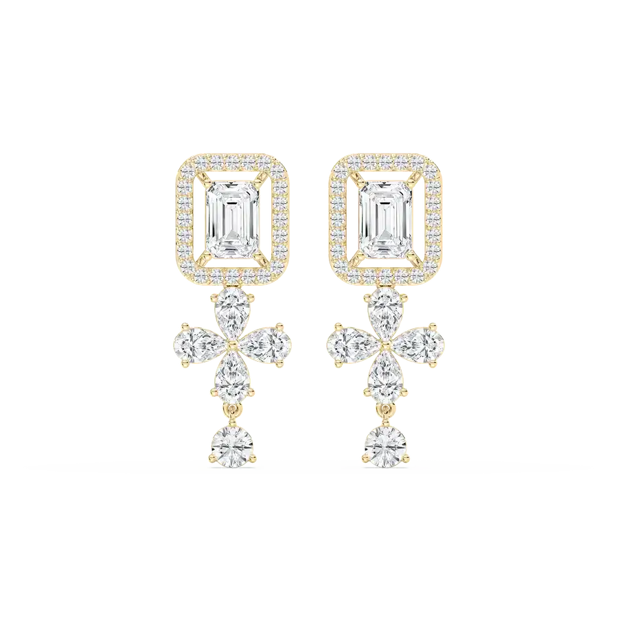 Multi Shape Diamonds Drop Earring