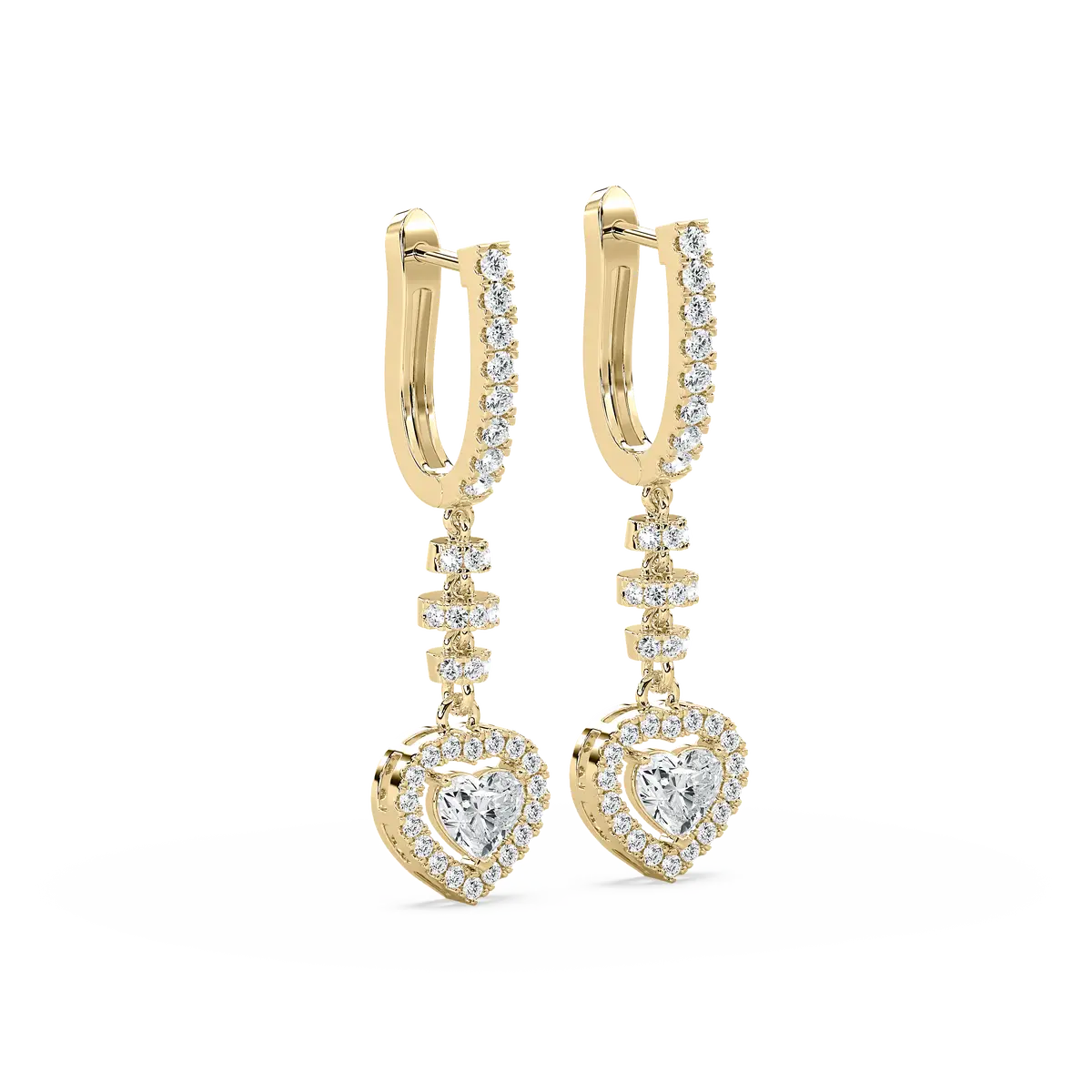 Heart Shape Lab Grown Diamond Drop Dangle Earrings