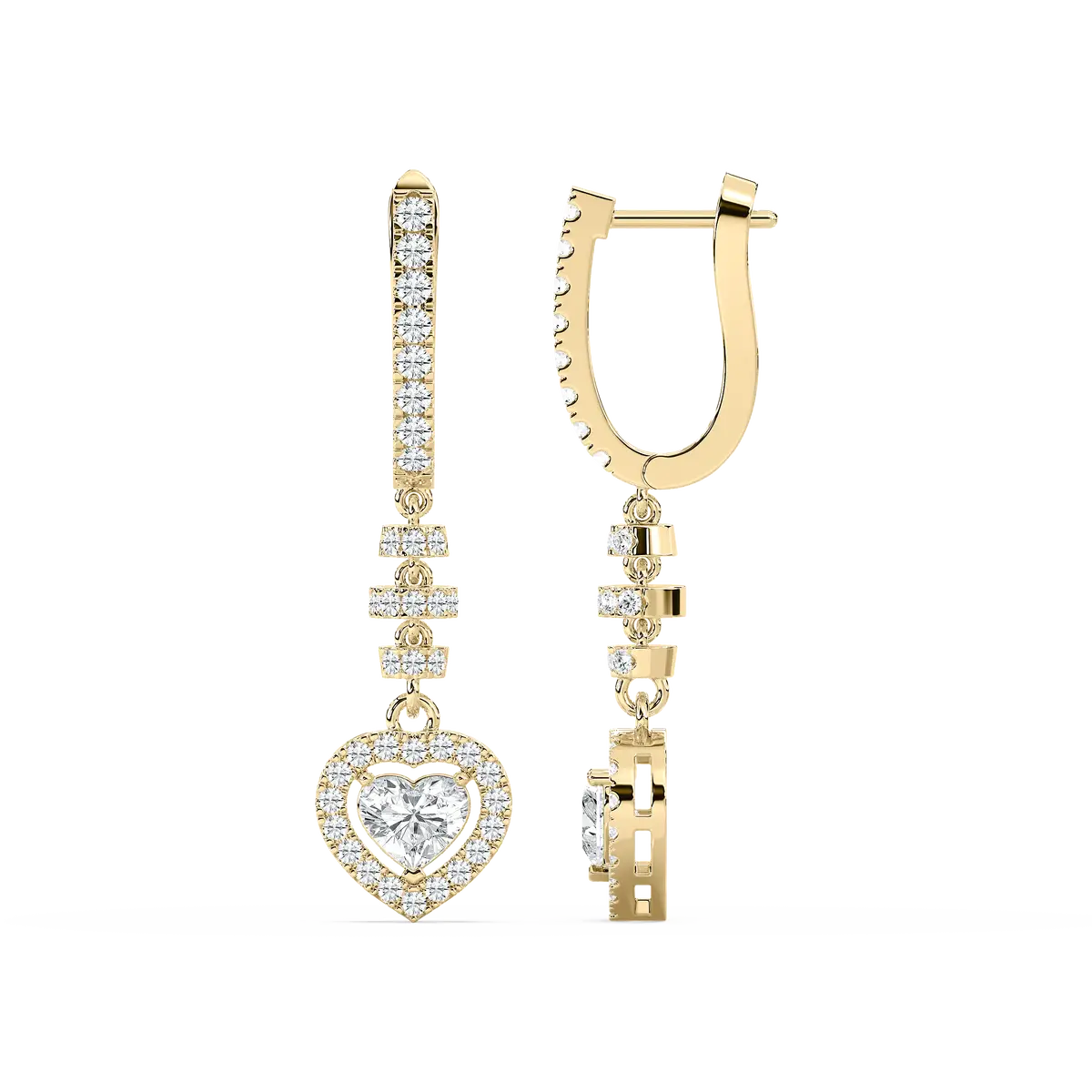 Heart Shape Lab Grown Diamond Drop Dangle Earrings