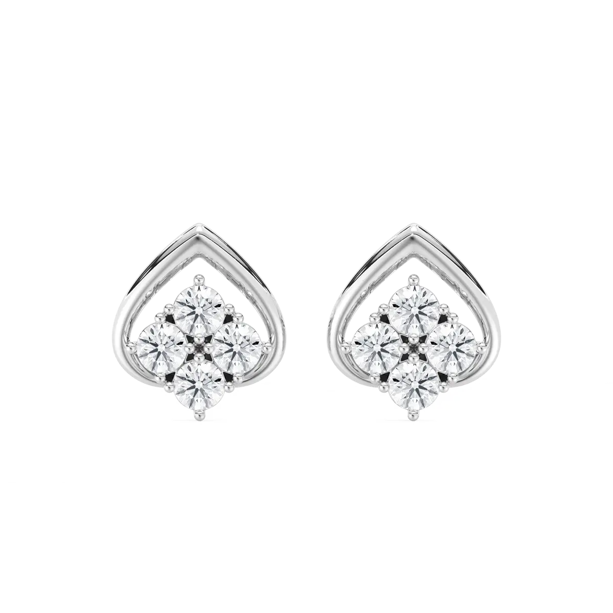 Shining Spade Round Diamond Studs