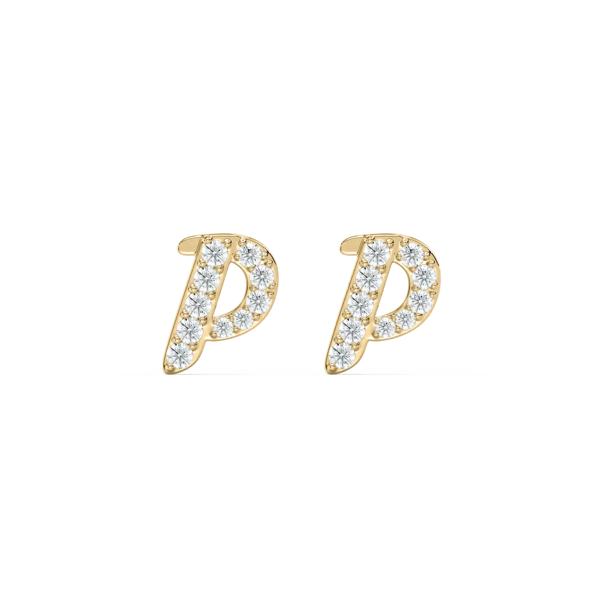 R Initial Alphabet Diamond  Earring