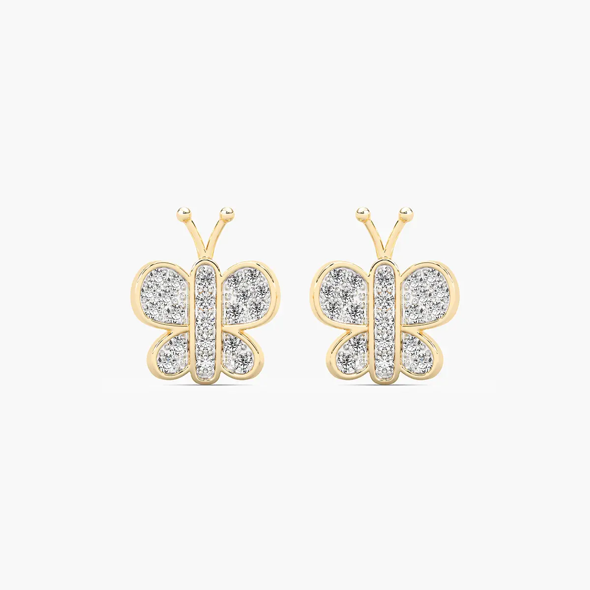 Round Shape Lab Diamond Butterfly Earrings For Kids
