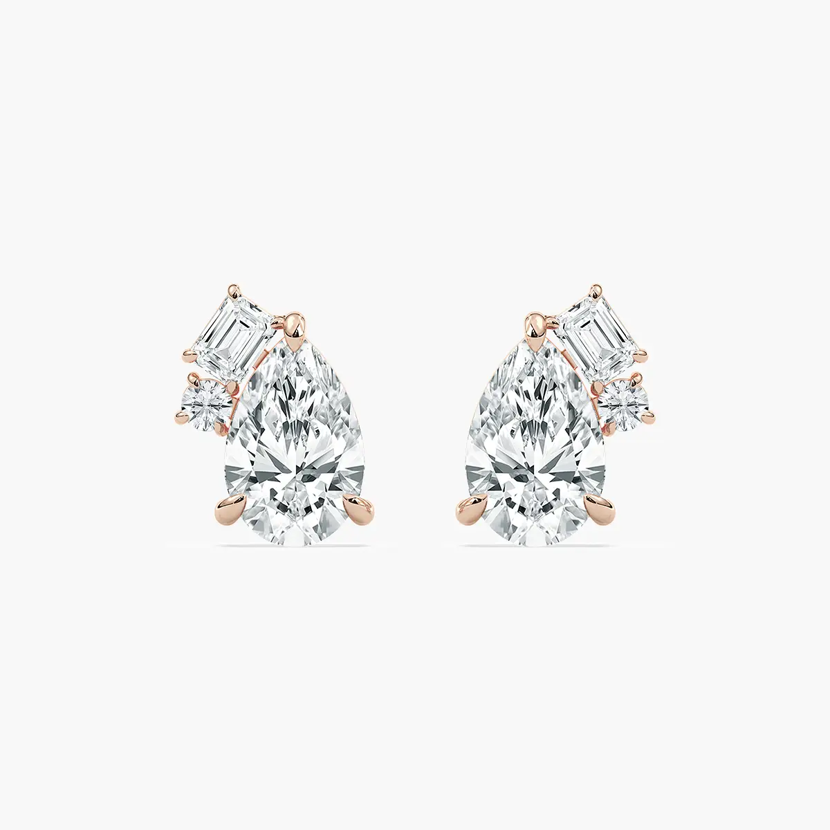 3 Carat Pear Multi Shape Diamond Stud Earring