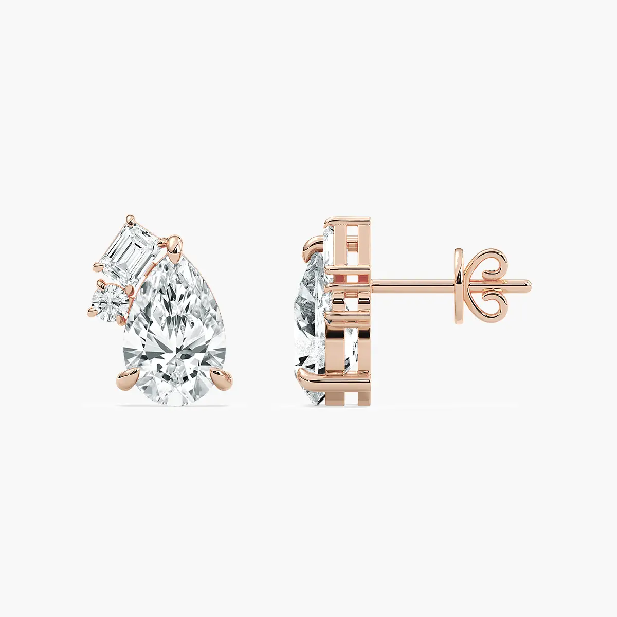 3 Carat Pear Multi Shape Diamond Stud Earring