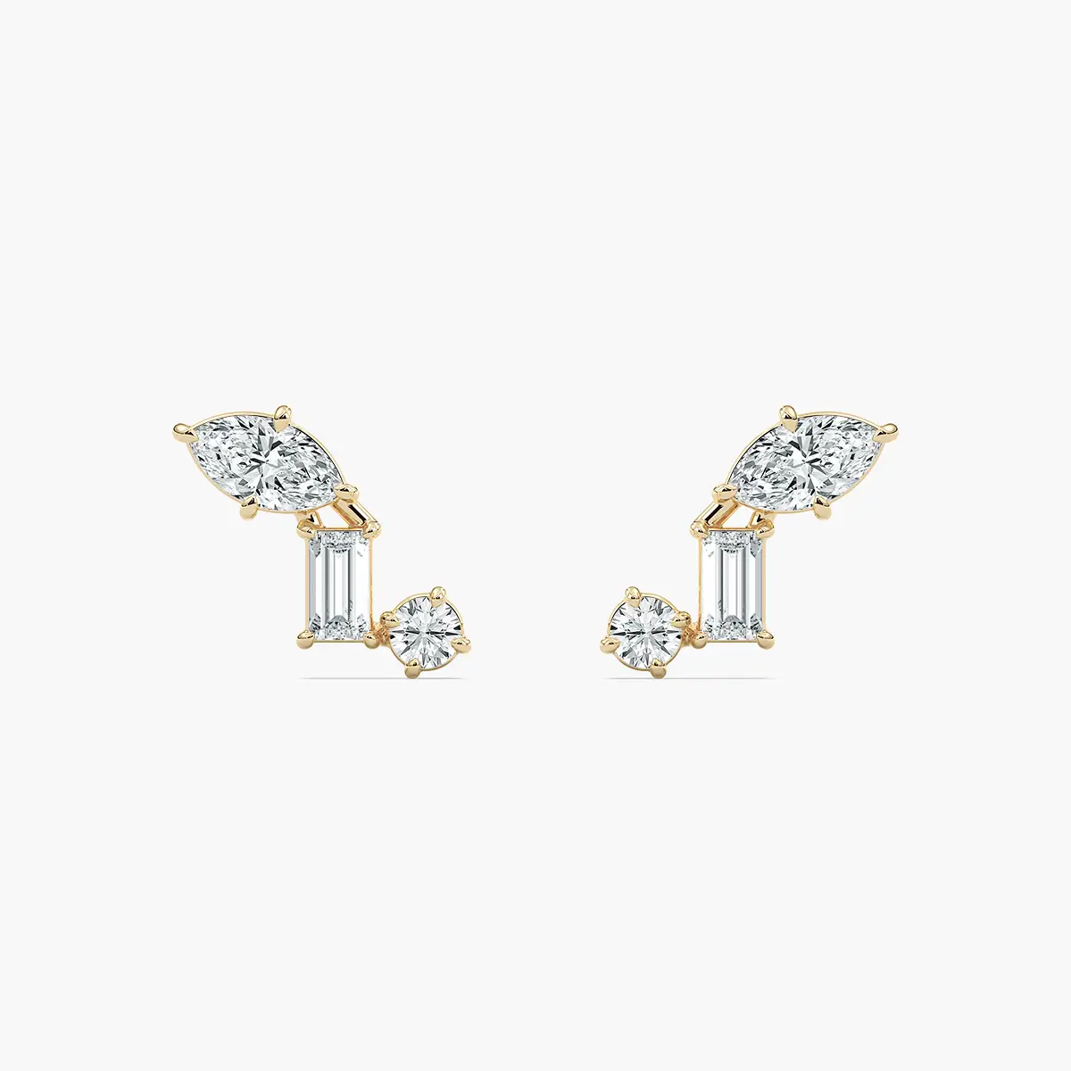 Multi Shape Diamonds Stud Earring