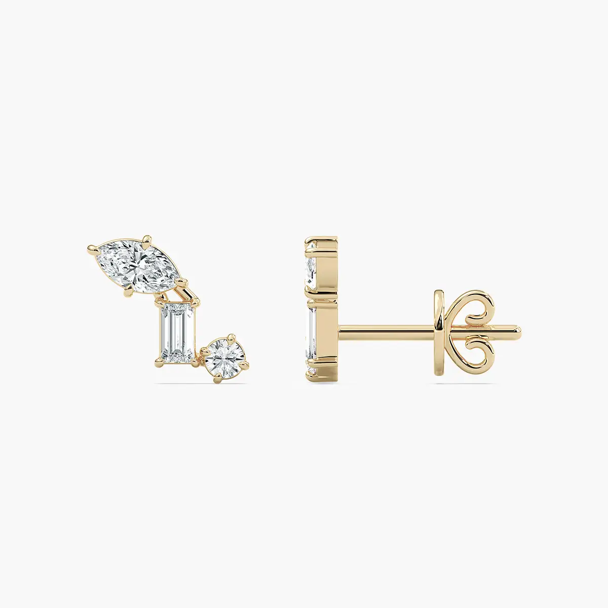 Multi Shape Diamonds Stud Earring