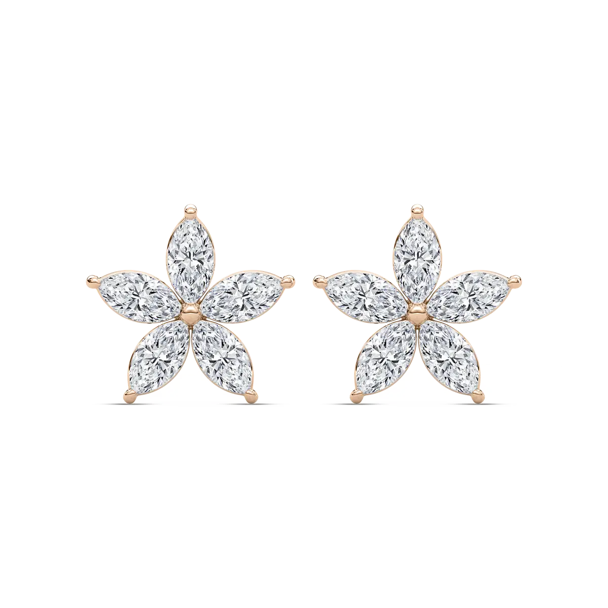 2.50 Carat Marquise Shape Diamond Flower Stud Earring