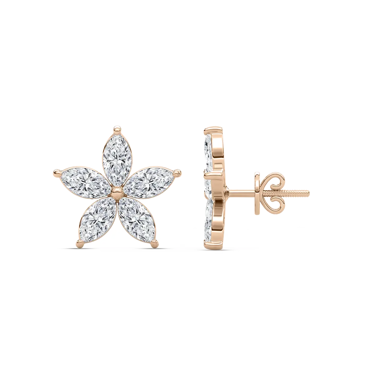 2.50 Carat Marquise Shape Diamond Flower Stud Earring