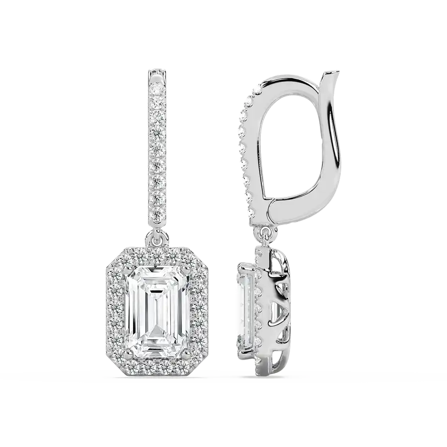 3 Carat Emerald Diamond Wana Halo Hoop Earring