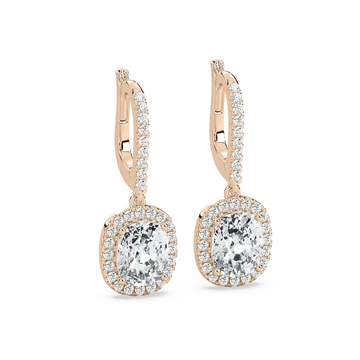 3 Carat Cushion Diamond Cleon Halo Hoop Earring
