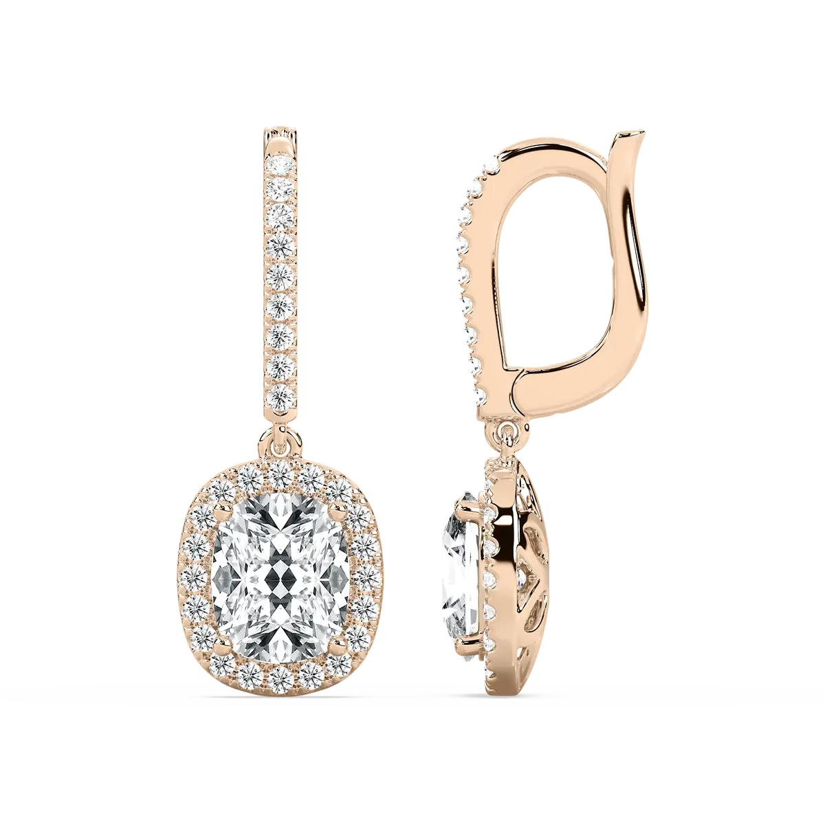 3 Carat Cushion Diamond Cleon Halo Hoop Earring