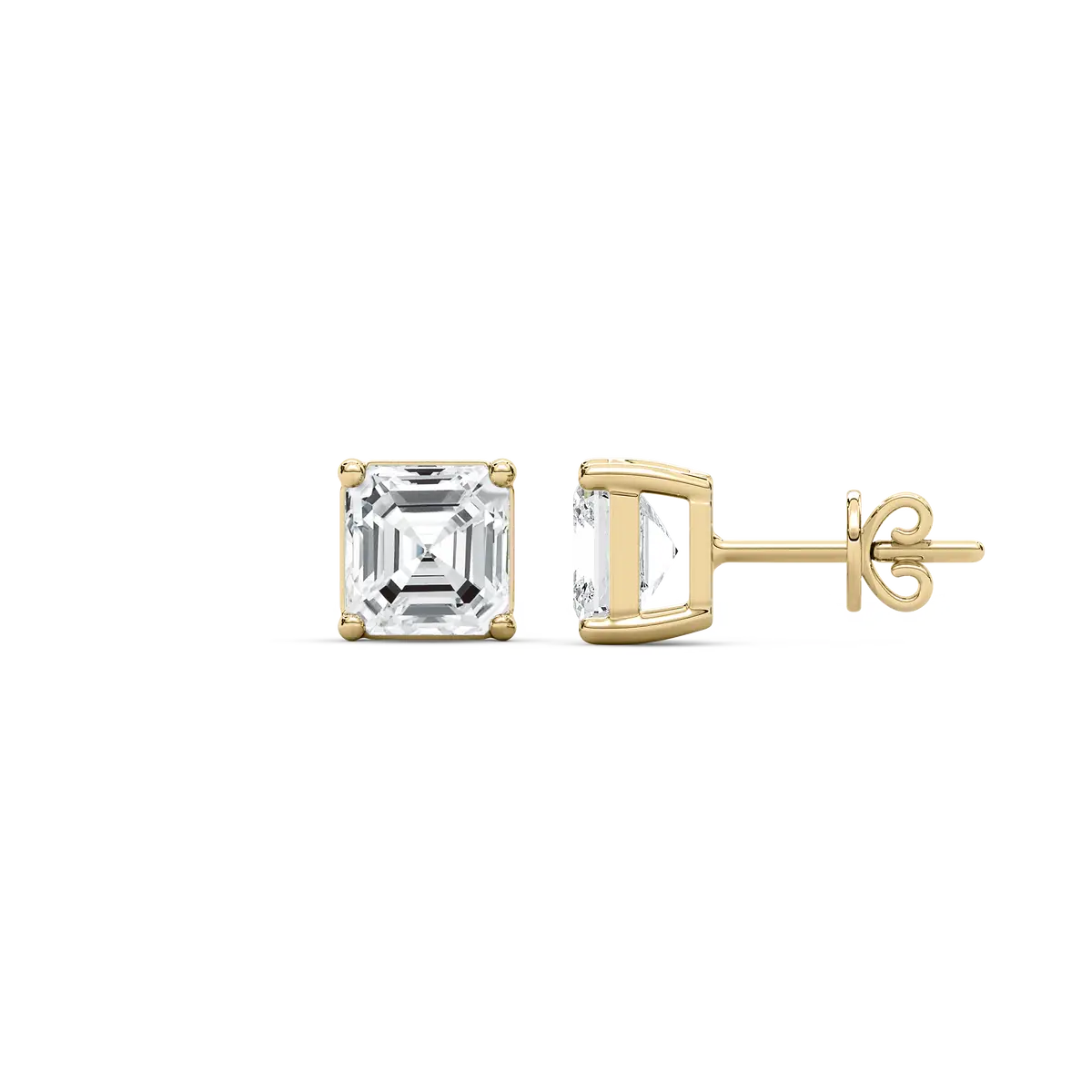 1 Carat Square Emerald Diamond Skein Stud Earring