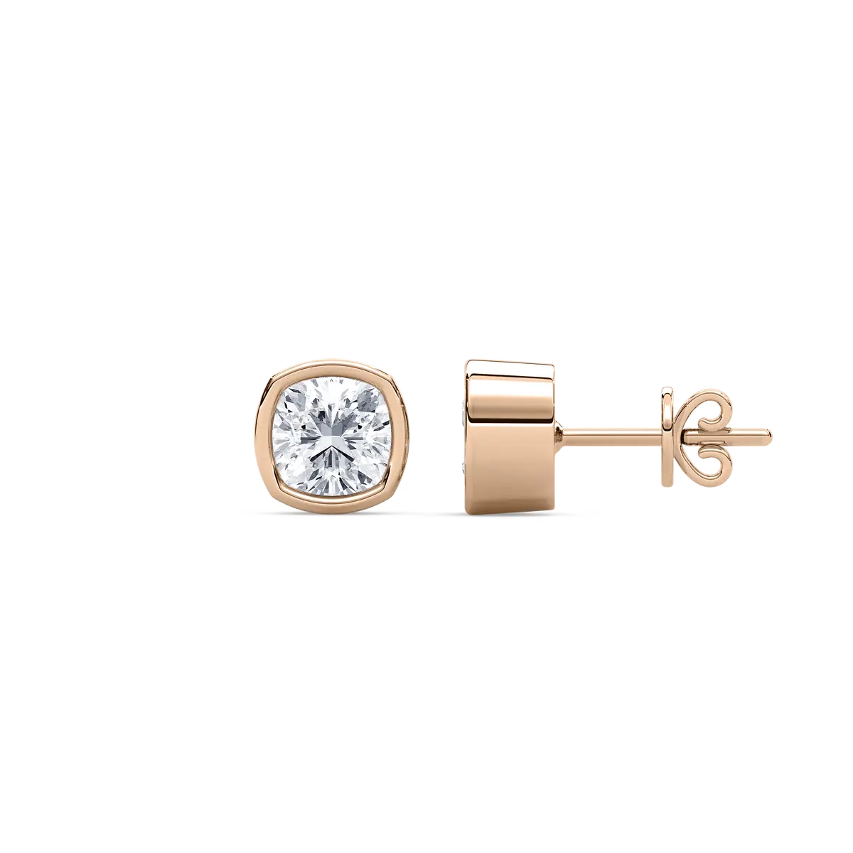 0.50 Carat Square Cushion Diamond Savoir Stud Earring