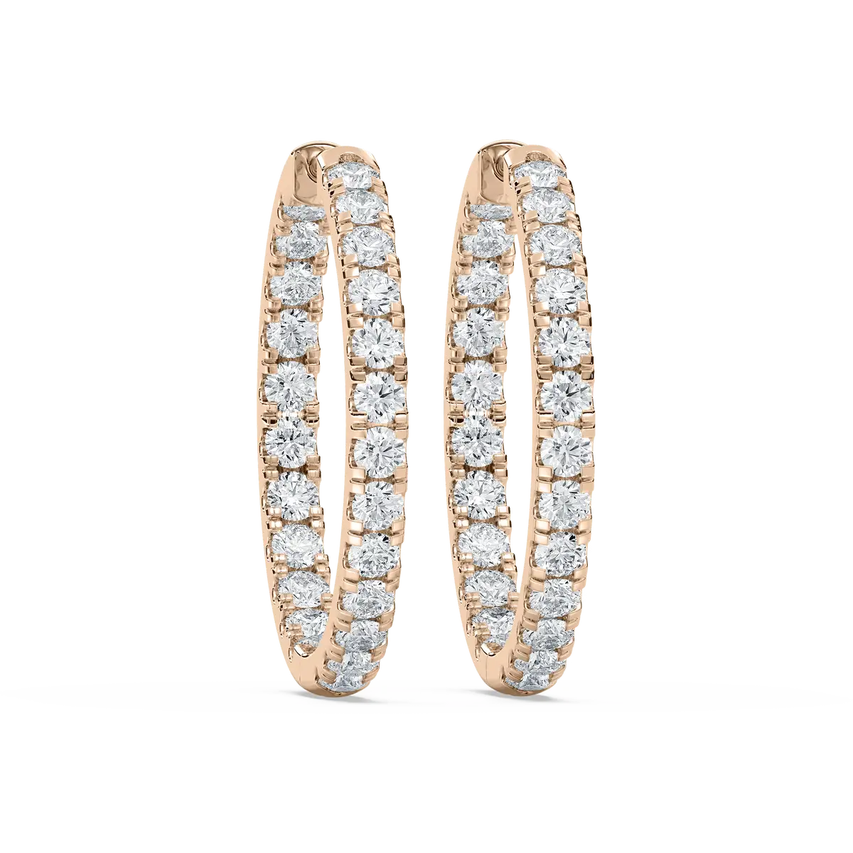 Round Shape Lab Grown Diamond Prong Set Hoops