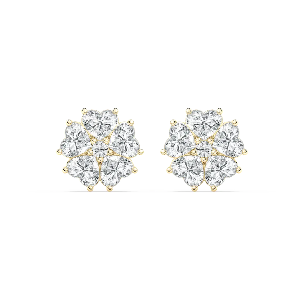 8 Carat Heart And Round Diamond Bitrine Stud Earring