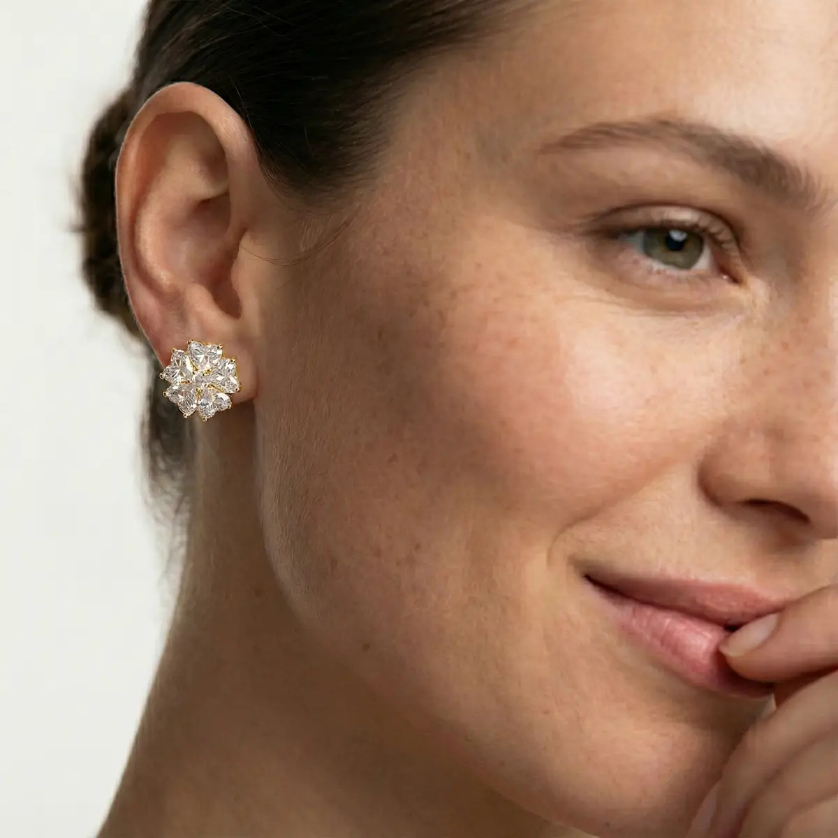 8 Carat Heart And Round Diamond Bitrine Stud Earring