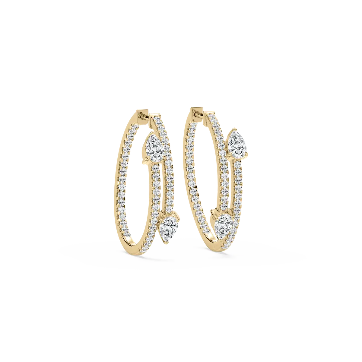 Lab Grown Diamond Pear And Round Cut Hoop Earrings