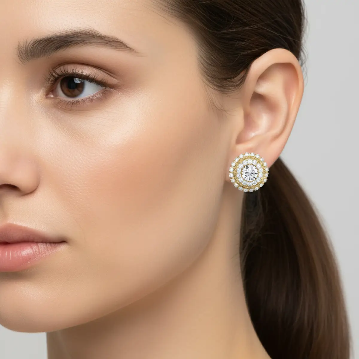 Vintage Style Lab Grown Diamond Stud Earrings