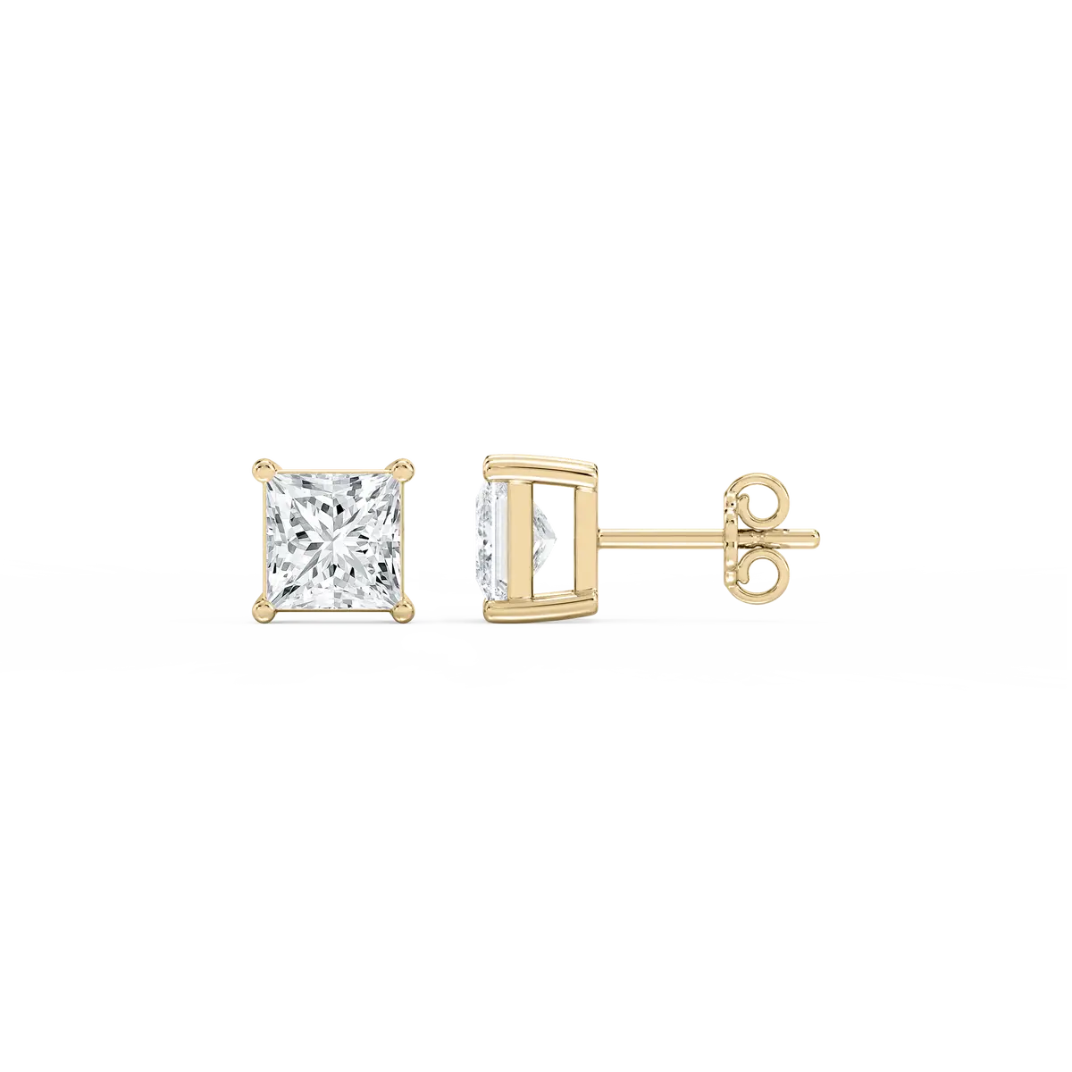 2 Carat Princess Lab Grown Diamond Studs With Prong Setting