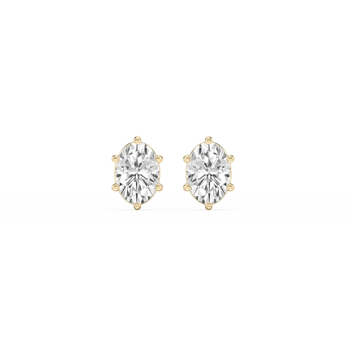 2 Carat Oval Shape Lab Grown Diamond Six Prong Stud Earrings