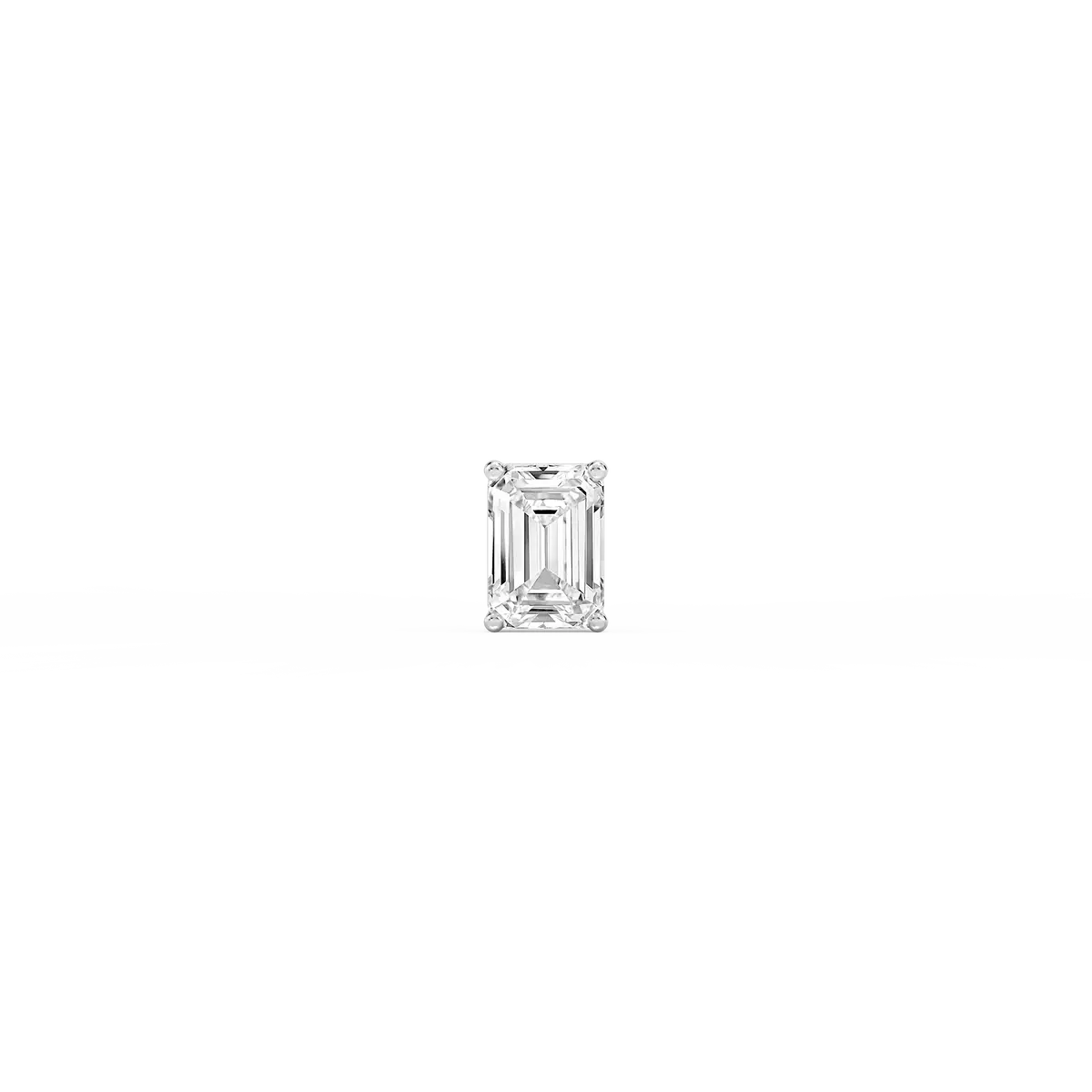 White Gold 3 Carat Emerald Shaped Mens Diamond Earrings