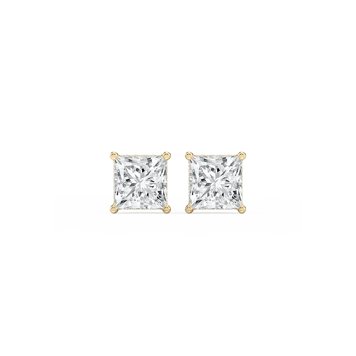 3 Carat Princess Shape Lab Grown Diamond Stud Earrings