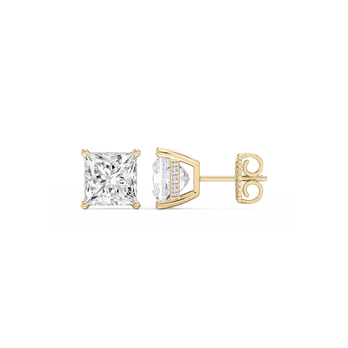 3 Carat Princess Shape Lab Grown Diamond Stud Earrings