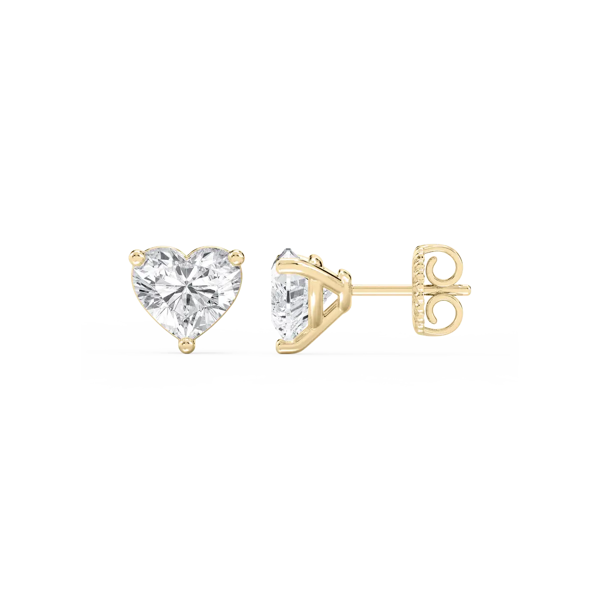 Heart Shape 3 Carat Lab Grown Diamond Stud Earrings