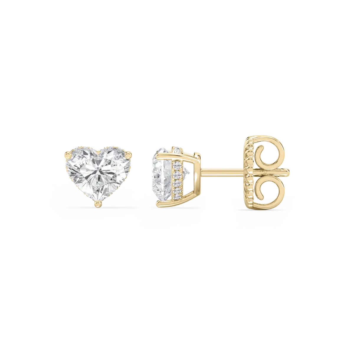 3 Carat Heart Lab Grown Diamond Hidden Halo Stud Earrings