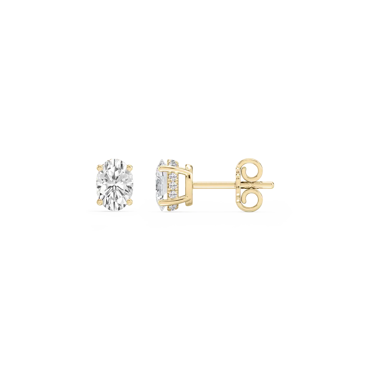 Oval Shape Lab Grown Diamond Stud Earrings With 4 Prongs