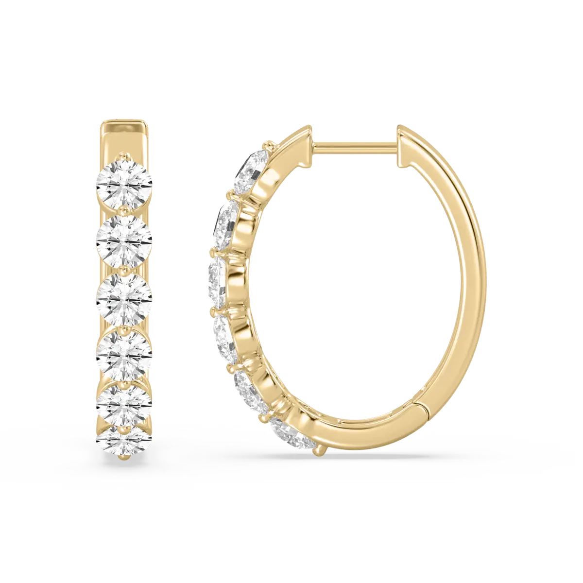 2 Carat Round Lab Grown Diamond Single Shared Prong Hoop Earrings