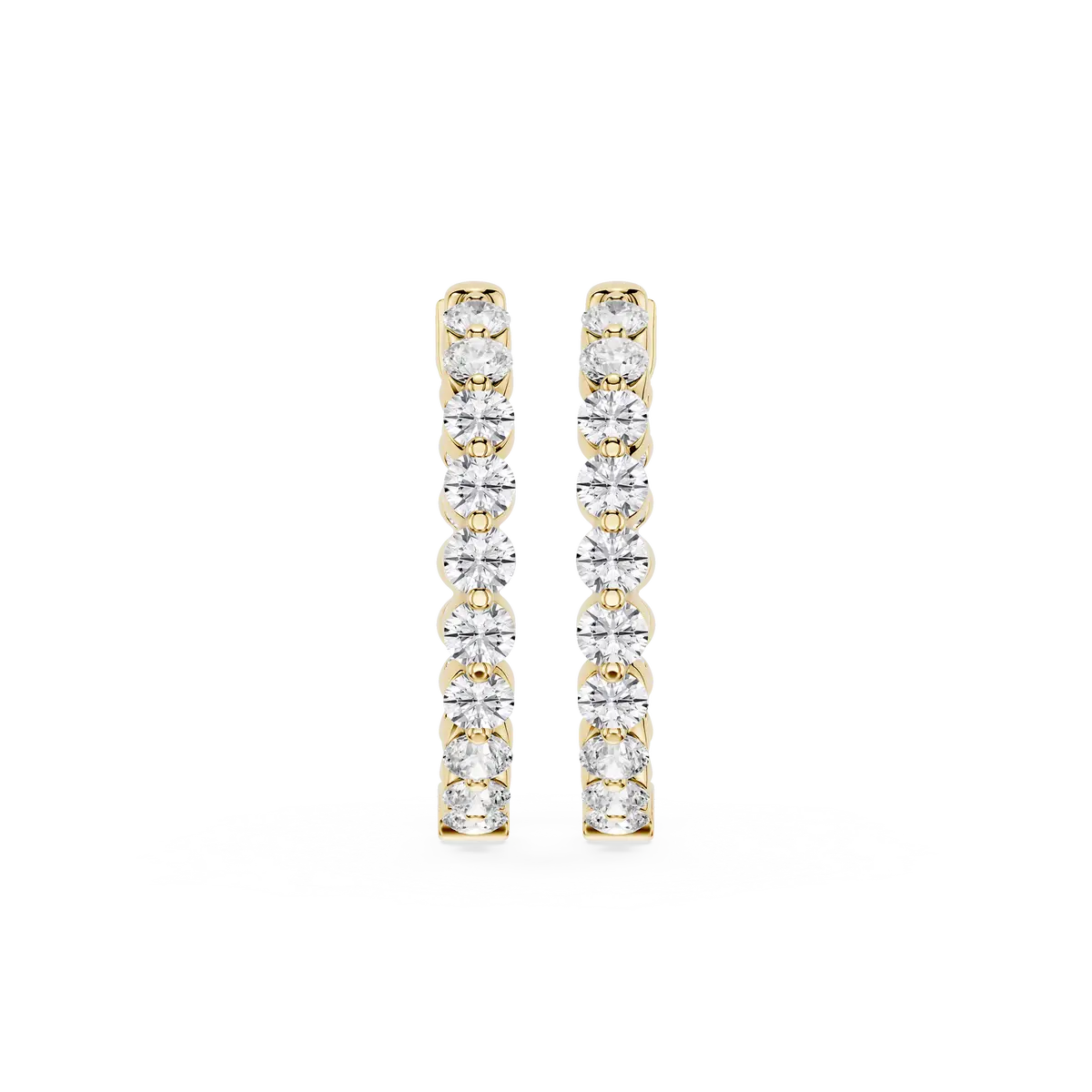 1 Carat Round Lab Grown Diamond Single Shared Prong Hoop Earrings