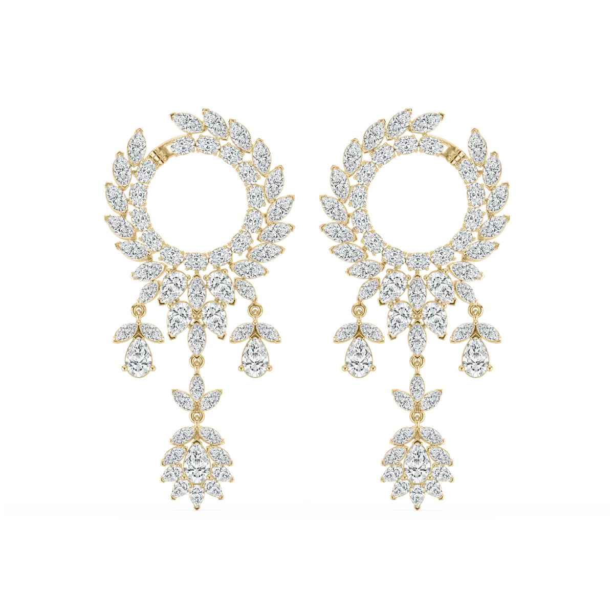 11 Carat Multi Shape Diamond Twirled Spiral Dangler Earring