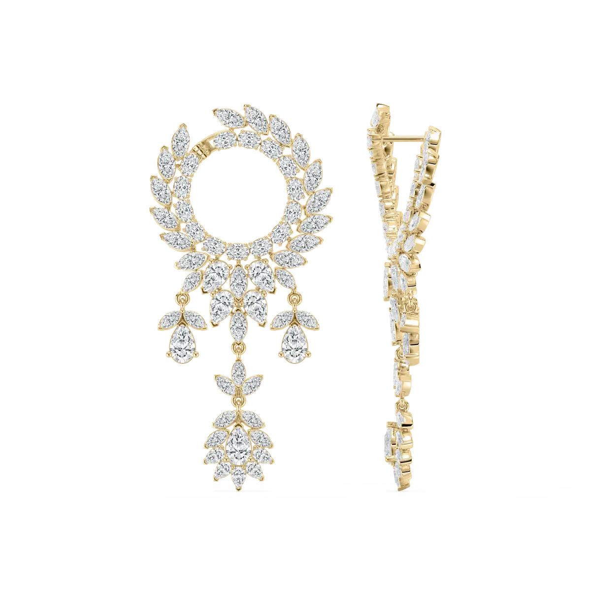 11 Carat Multi Shape Diamond Twirled Spiral Dangler Earring