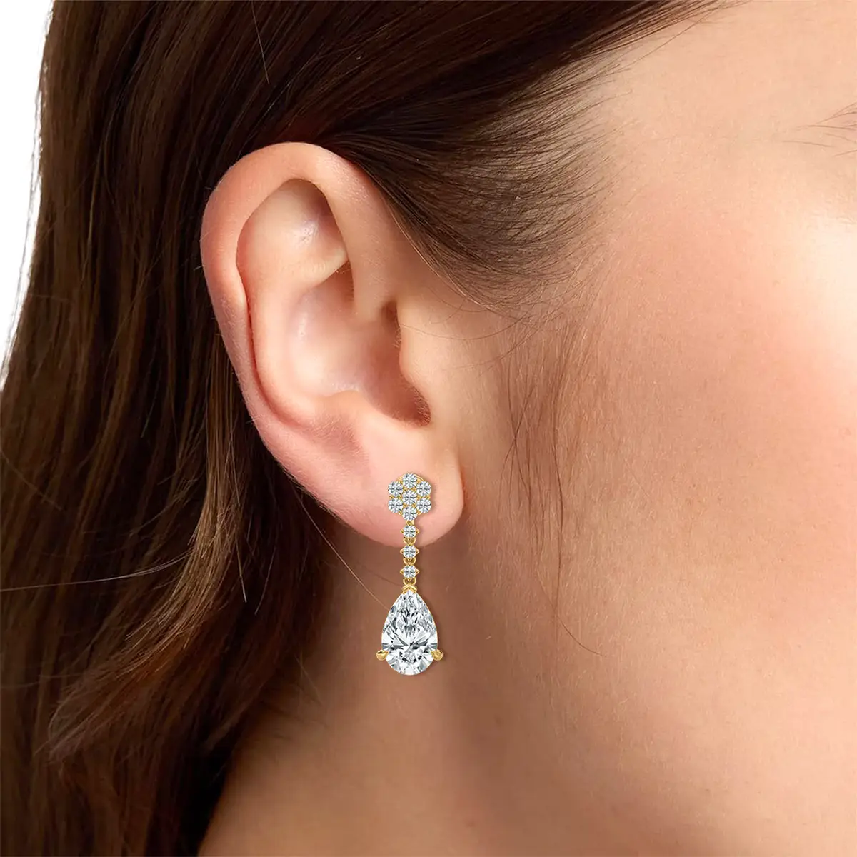 2 Carat Pear Lab Grown Diamond Womens Drop Dangler Earrings