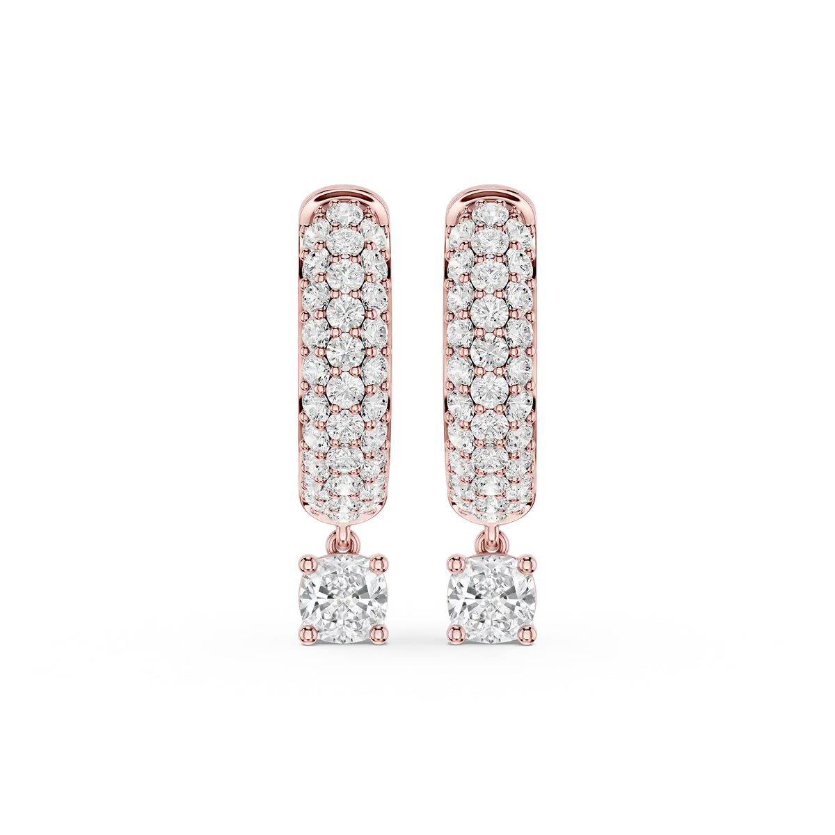 Troy 0.50 Carat Cushion Lab Grown Diamond Pave Hoop Drop Earrings