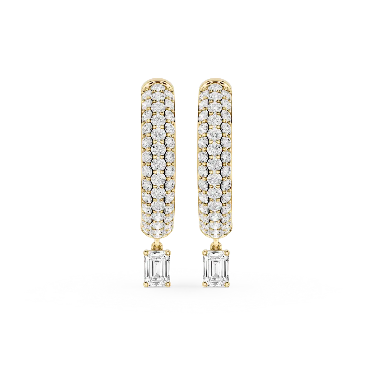 Rita 0.50 Carat Emerald Lab Grown Diamond Pave Hoop Drop Earrings