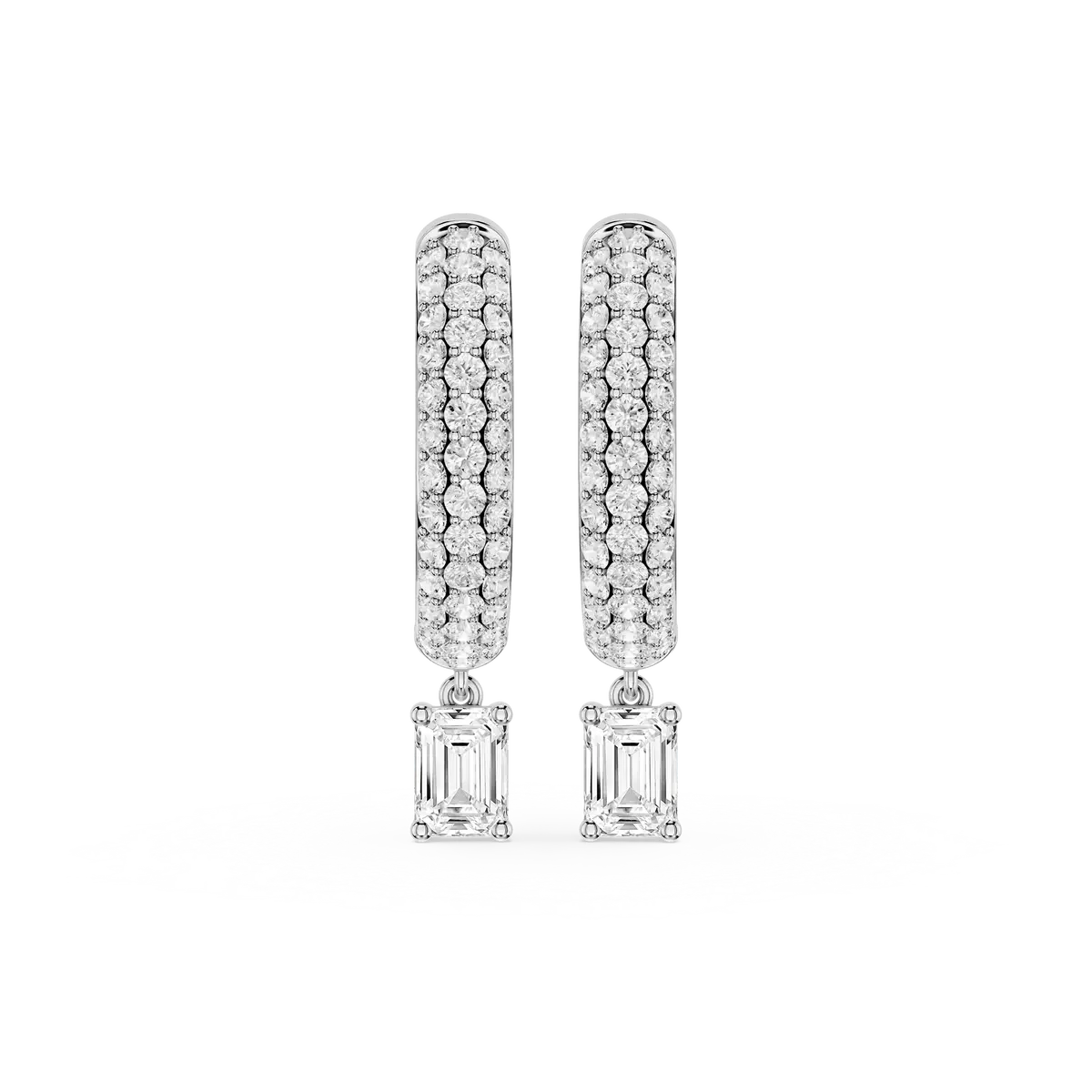Rita 1 Carat Emerald Lab Grown Diamond Pave Hoop Drop Earrings