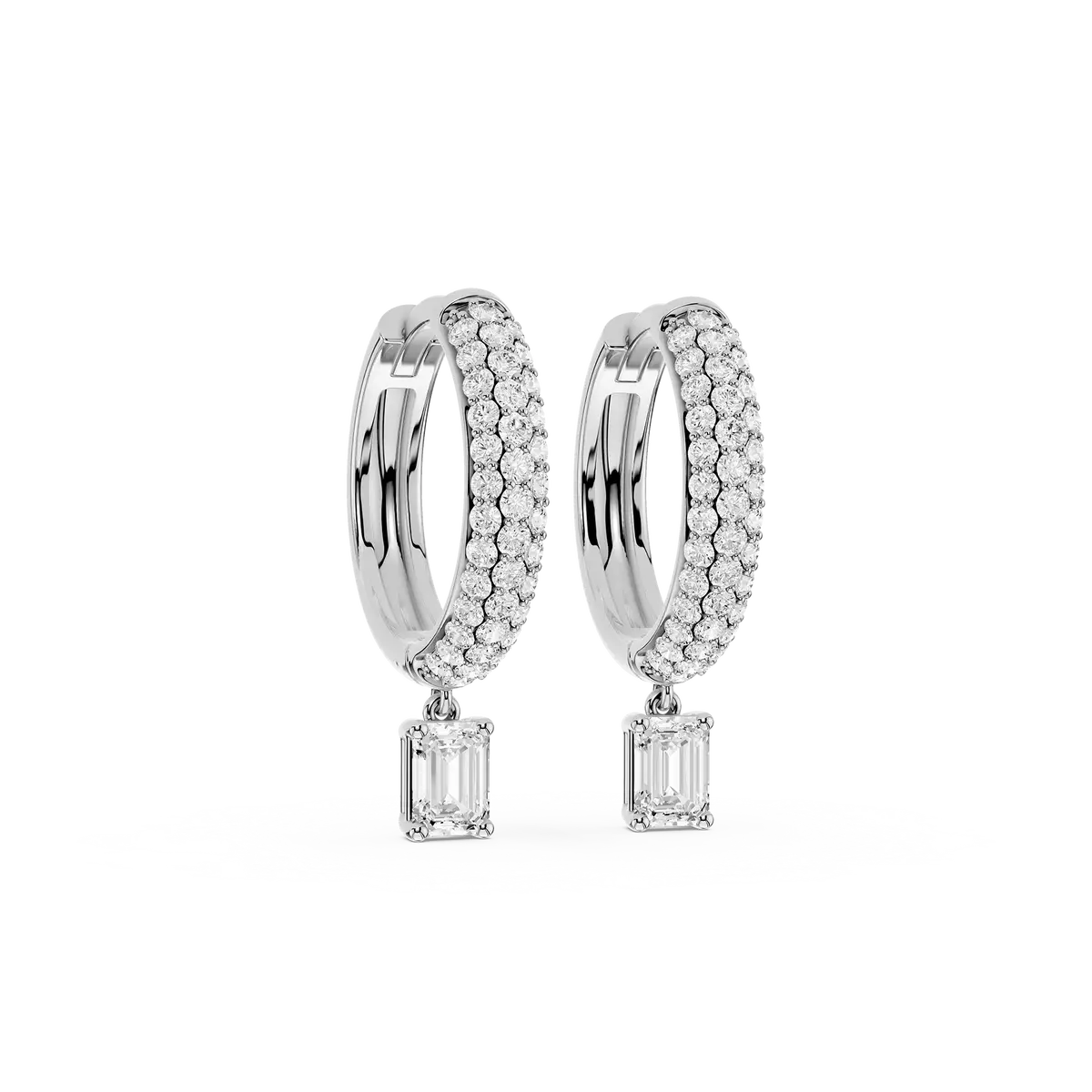 Rita 1 Carat Emerald Lab Grown Diamond Pave Hoop Drop Earrings