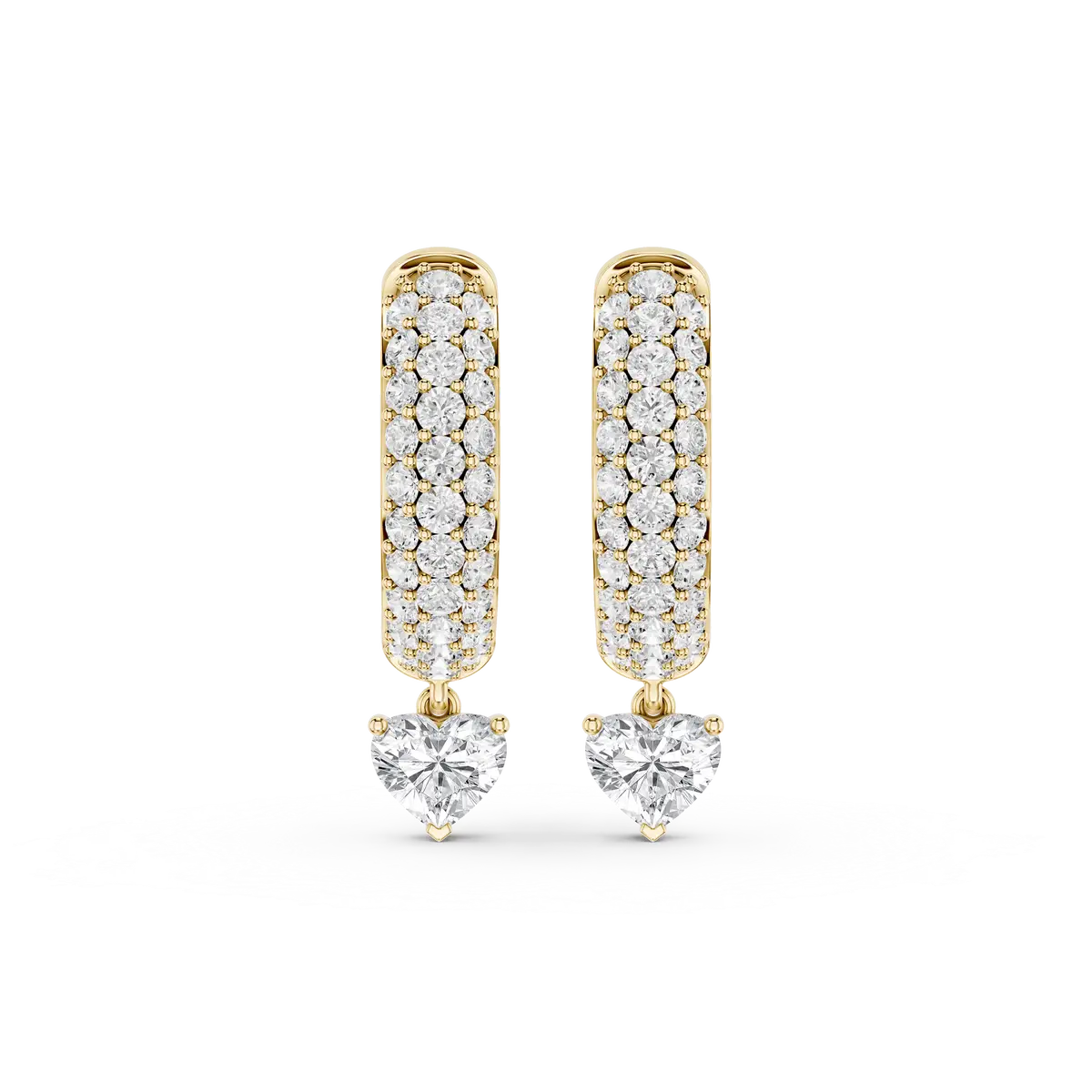 Kiara 0.50 Carat Heart Lab Grown Diamond Pave Hoop Drop Earrings