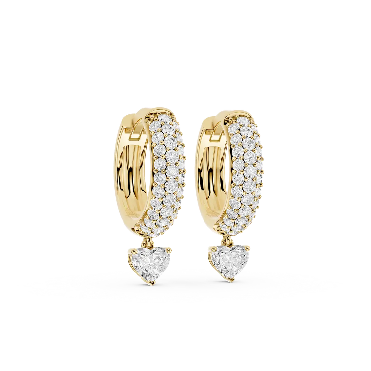 Kiara 0.50 Carat Heart Lab Grown Diamond Pave Hoop Drop Earrings